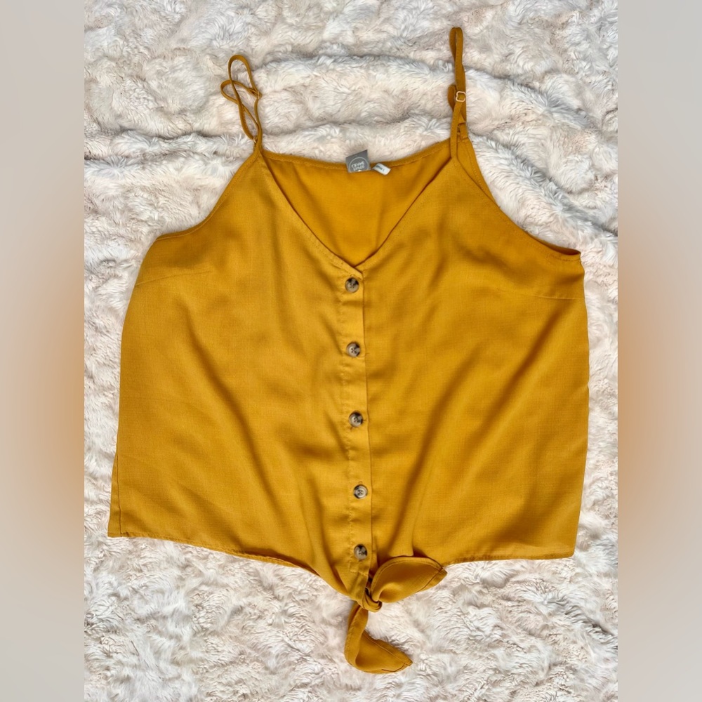 Tie Front Button Front Tank Top